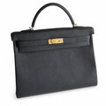 Kelly togo original royal calfskin ck89 black top craftsmanship wax thread full stitching gold buckle